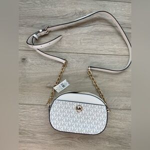 Michael Kors Jet Set Small Crossbody Leather Bag - Light Cream Logo New W Tags